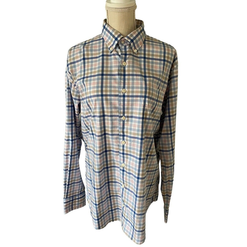 PETER MILLAR Watkins Sport‎ Shirt Cotton Stretch Mens Large Multicolor